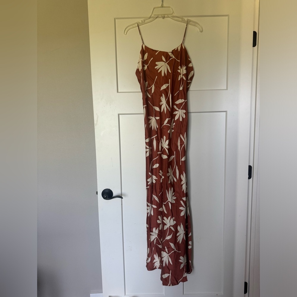 New Anine Bing Silk CHLOE SLIP DRESS IN TERRACOTTA Medium - Picture 3 of 6
